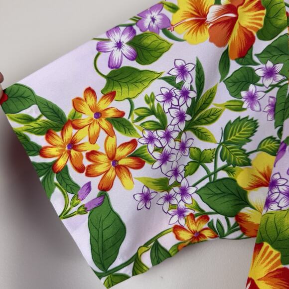 Vtg 70s Hilo Hattie Hawaiian Camp Shirt M Polyester Multi Floral Tropical Beach - Picture 3 of 8